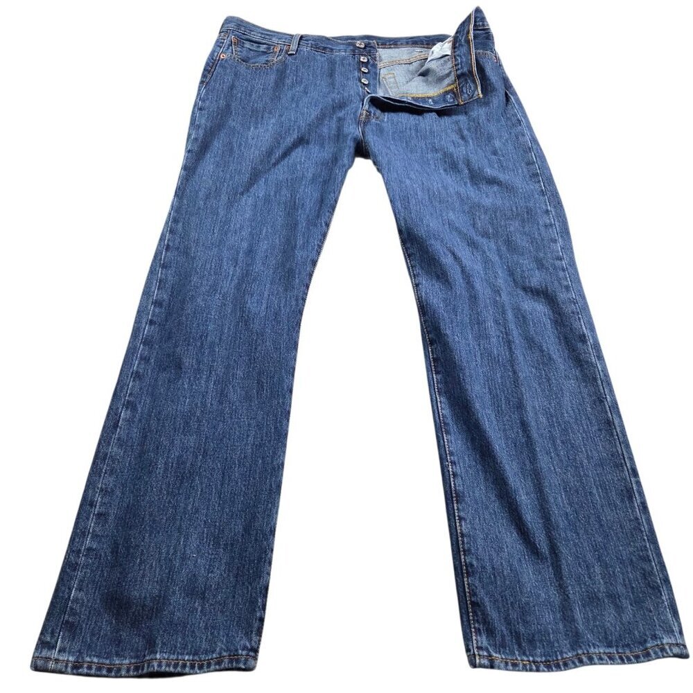 Levis 501 Jeans Mens 42x32 Blue Straight Button Fly